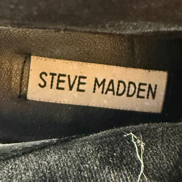 Steve Madden Black Fringe Western Boots 10 Leather Pointed Toe Ankle Country - Picture 11 of 14